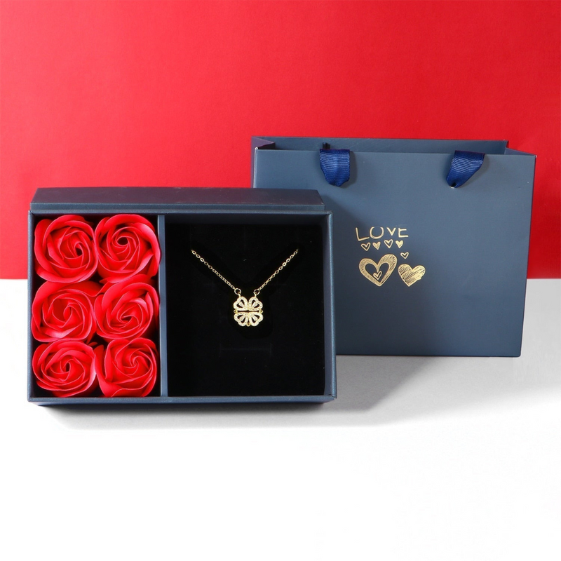 Luxe Diamond Necklace - Livia-Gold with Roses-State of Style