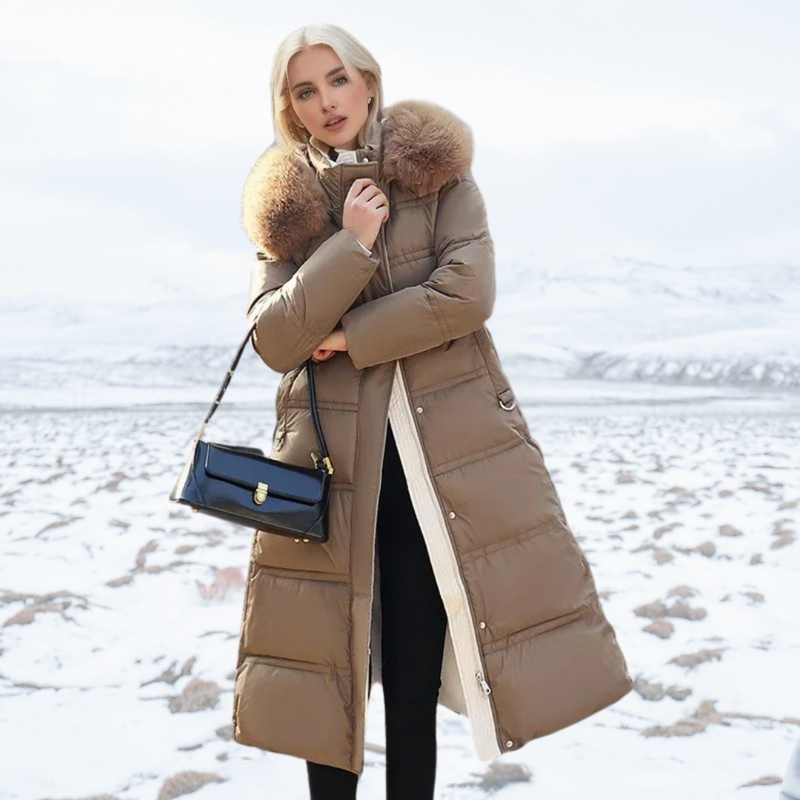 Luxe Faux Fur Winter Coat for Women - Amara-Brown-S-State of Style