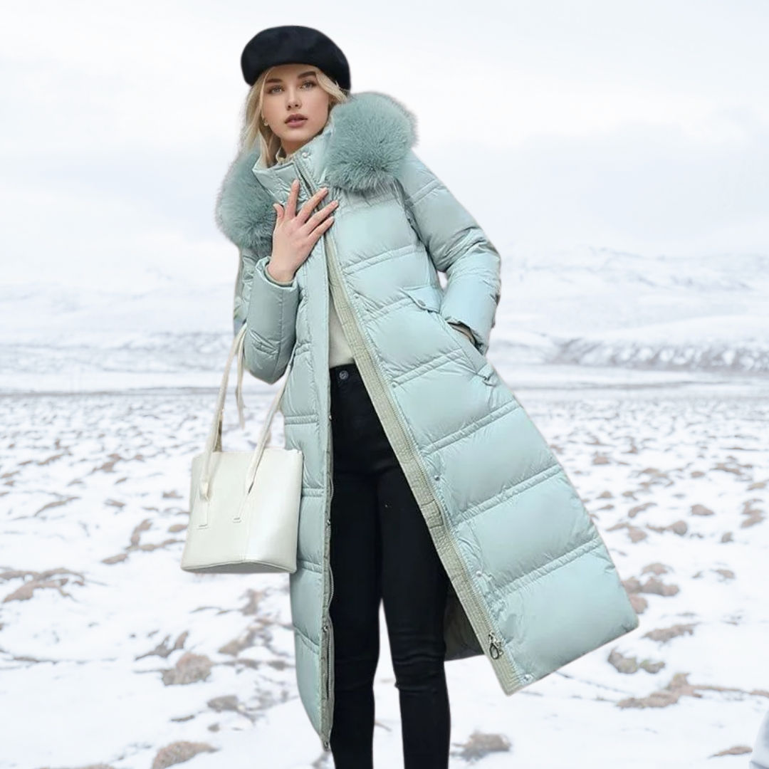Luxe Faux Fur Winter Coat for Women - Amara-Light Blue-S-State of Style