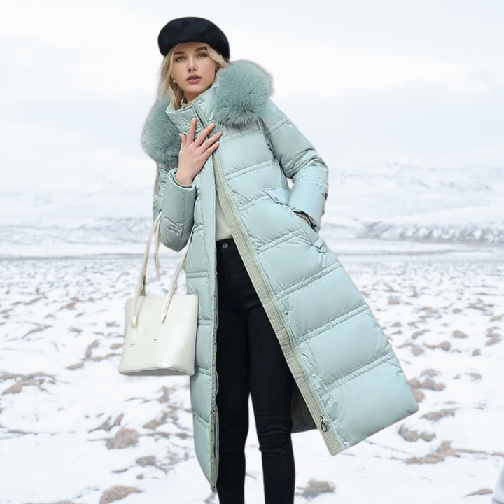 Luxe Faux Fur Winter Coat for Women - Amara-Light Blue-S-State of Style