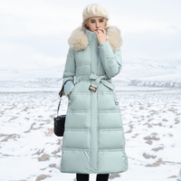 Luxe Faux Fur Winter Coat for Women - Amara-Light Blue with Beige Collar-S-State of Style