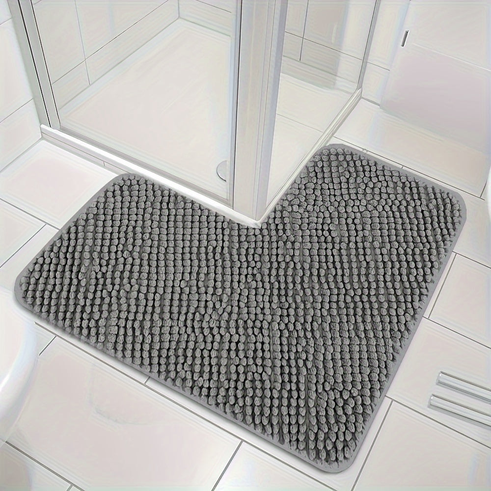 Luxe L-Shaped Non-Slip Corner Bath Mat - Evelyn-Grey-40cm x 40 cm x 80cm-State of Style