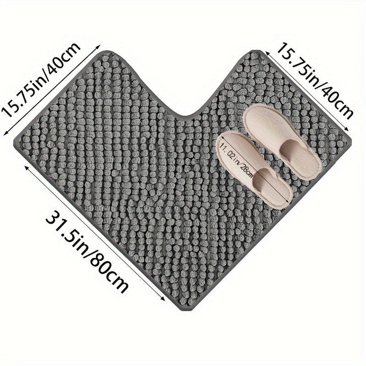 Luxe L-Shaped Non-Slip Corner Bath Mat - Evelyn-Grey-40cm x 40 cm x 80cm-State of Style