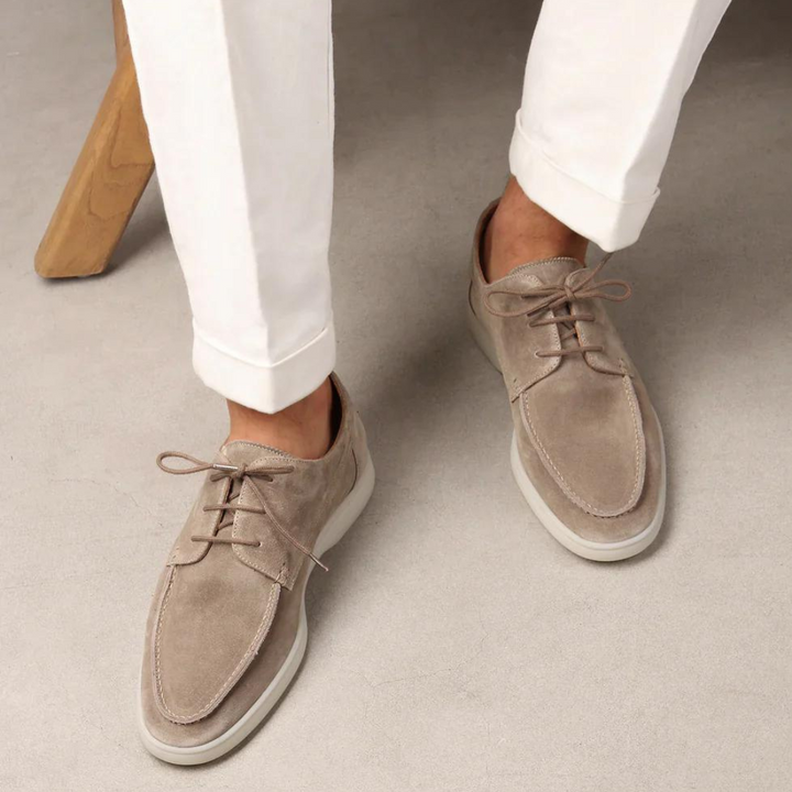 Luxe Leather Lace-Up Loafers for Men - Diederik-Beige-38-State of Style