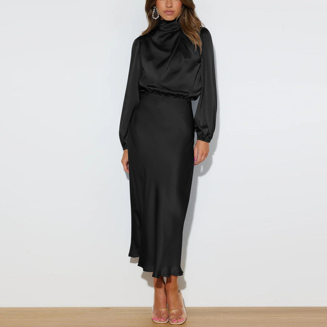 Luxe Satin Dress - Evelina-Black-S-State of Style