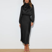Luxe Satin Dress - Evelina-Black-S-State of Style