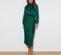 Luxe Satin Dress - Evelina-Green-S-State of Style