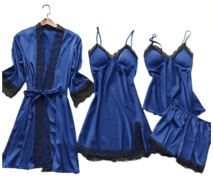Luxe Satin Pyjama Set - Luna-Dark Blue-XS-State of Style