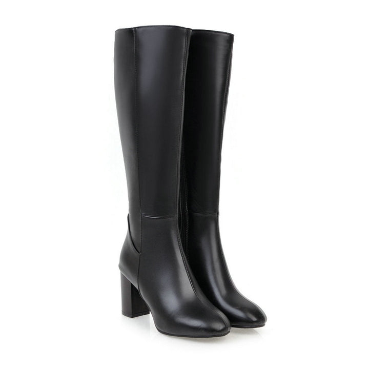 Luxe Vegan Leather Heeled Boots with Zip - Eden-Black-4.5-State of Style