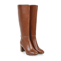 Luxe Vegan Leather Heeled Boots with Zip - Eden-Brown-4.5-State of Style
