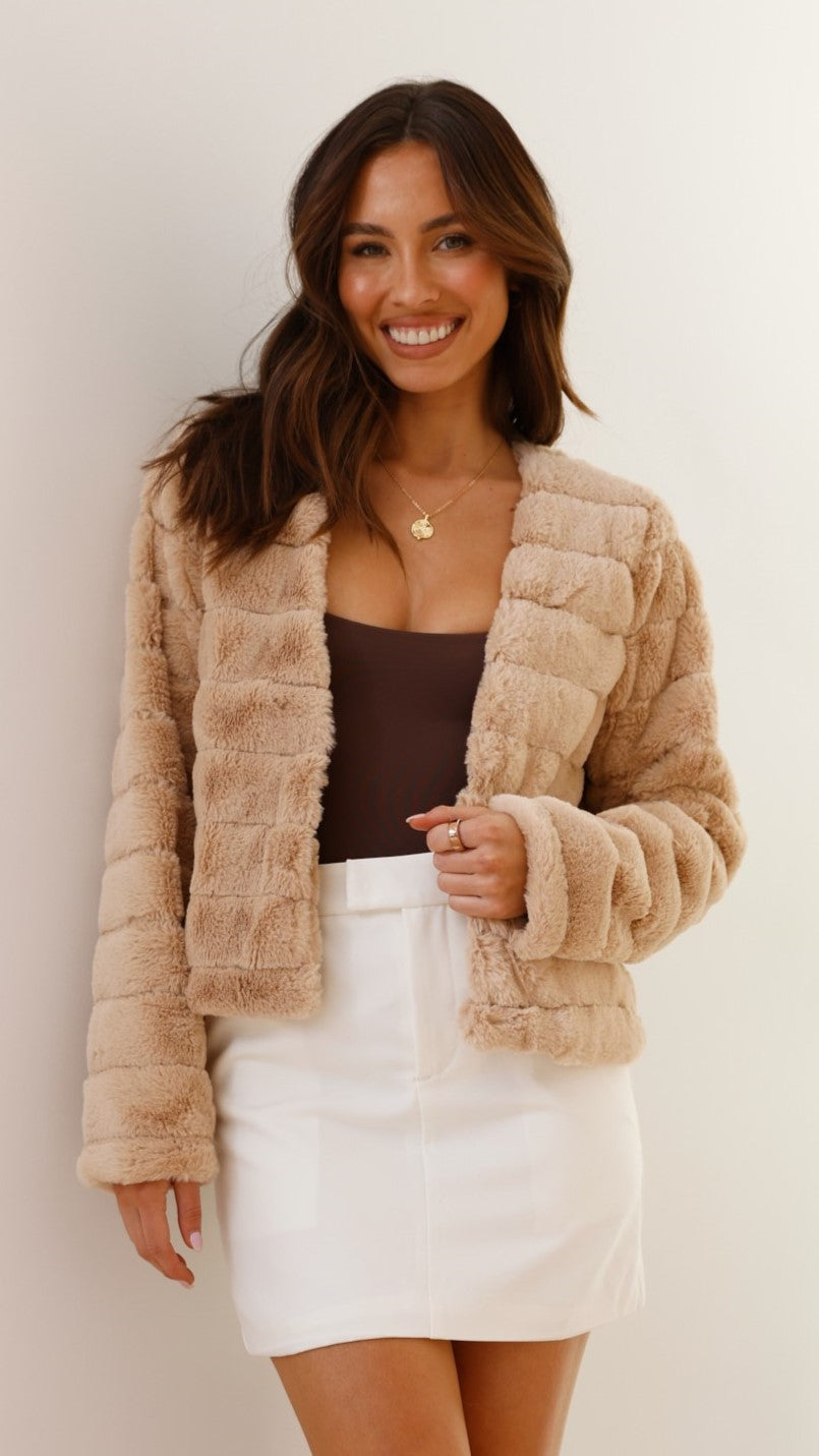 Luxe Women's Crop Jacket - Veloura-Brown-XS-State of Style