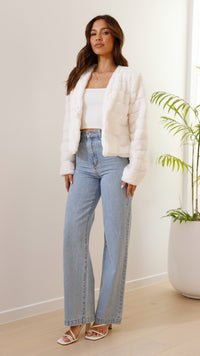 Luxe Women's Crop Jacket - Veloura-White-XS-State of Style