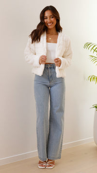 Luxe Women's Crop Jacket - Veloura-White-XS-State of Style