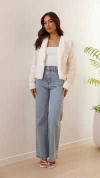 Luxe Women's Crop Jacket - Veloura-White-XS-State of Style