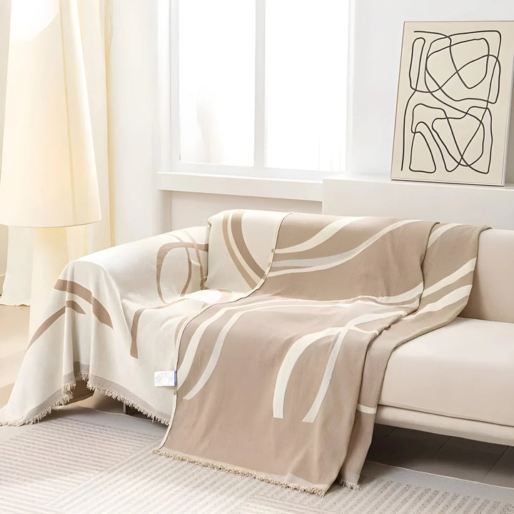 LuxeCasa Reversible Chenille/Cotton Sofa Cover-180x130cm-Grey-State of Style