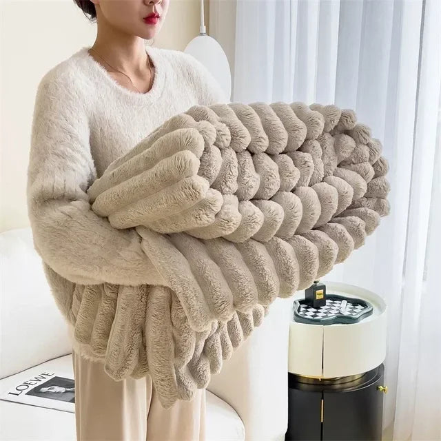 LuxuraWrap Soft Plush Maxi Blanket-120x200 cm-Light Grey-State of Style