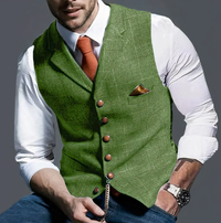 Luxurious Checked Men's Waistcoat - Edward-Light Green-S-State of Style