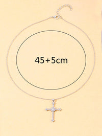 LUXURIOUS CROSS PENDANT NECKLACE WITH ZIRCON CRYSTAL-State of Style