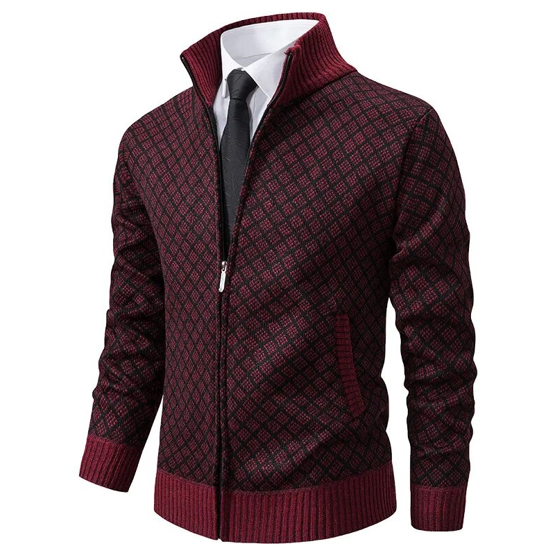 Luxurious Knitted Men's Sweater - Oliver-Bordeaux Red-XS-State of Style