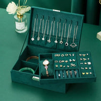 Luxurious Large Velvet Jewellery Box-GREEN-State of Style