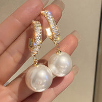 Luxurious Pearl and Zirconia Earrings - Amara-Blue-State of Style