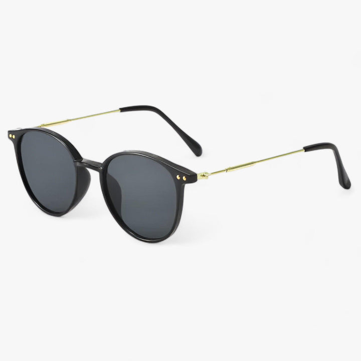 Luxurious women's sunglasses with a round frame – Liora-Black-State of Style