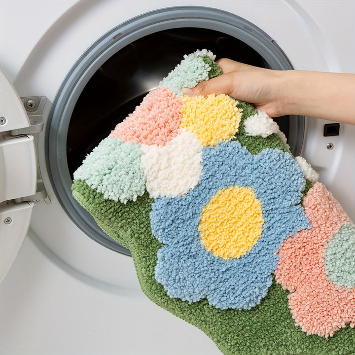Luxury Bath Mat with Floral Pattern, Extra Soft and Absorbent - Florina-45x70CM-Happy Flower Forest-State of Style