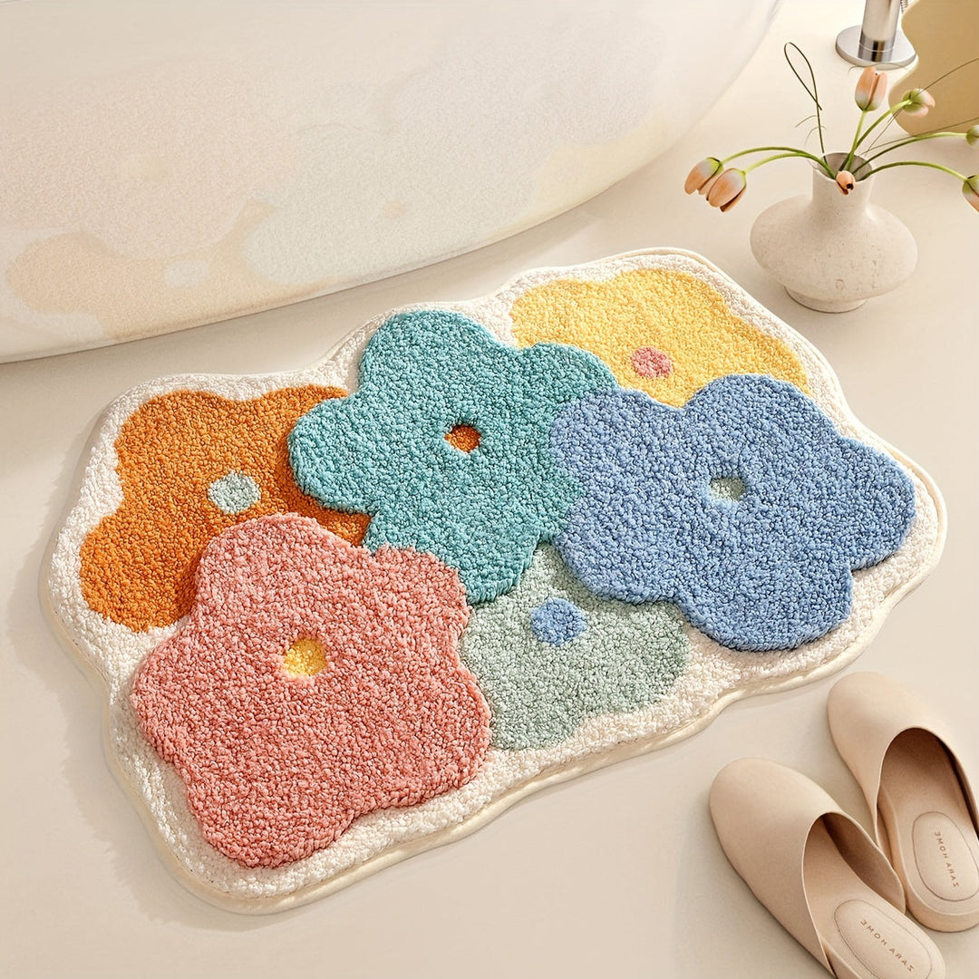 Luxury Bath Mat with Floral Pattern, Extra Soft and Absorbent - Florina-45x70CM-Xiying-State of Style