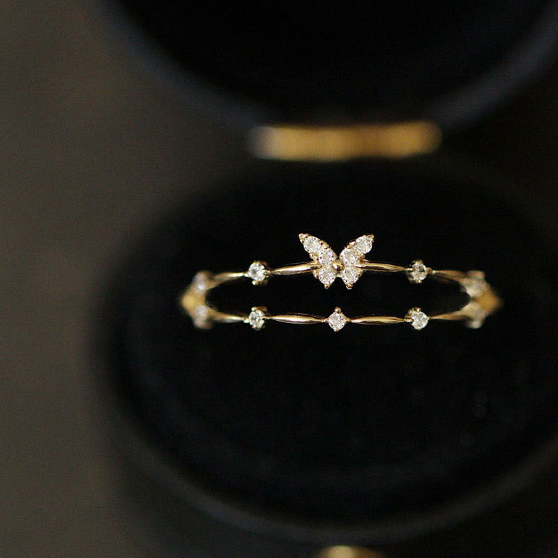 Luxury Butterfly Ring with Sparkling Zirconia - Aurielle-Gold-State of Style