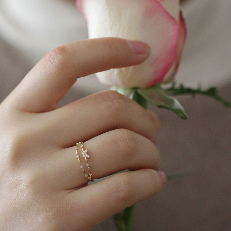 Luxury Butterfly Ring with Sparkling Zirconia - Aurielle-Gold-State of Style
