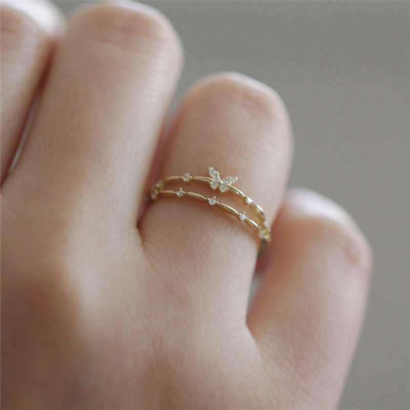 Luxury Butterfly Ring with Sparkling Zirconia - Aurielle-Gold-State of Style