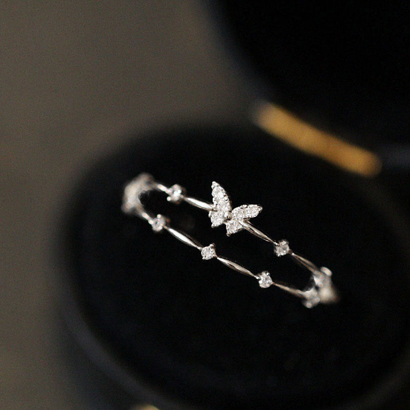 Luxury Butterfly Ring with Sparkling Zirconia - Aurielle-Silver-State of Style