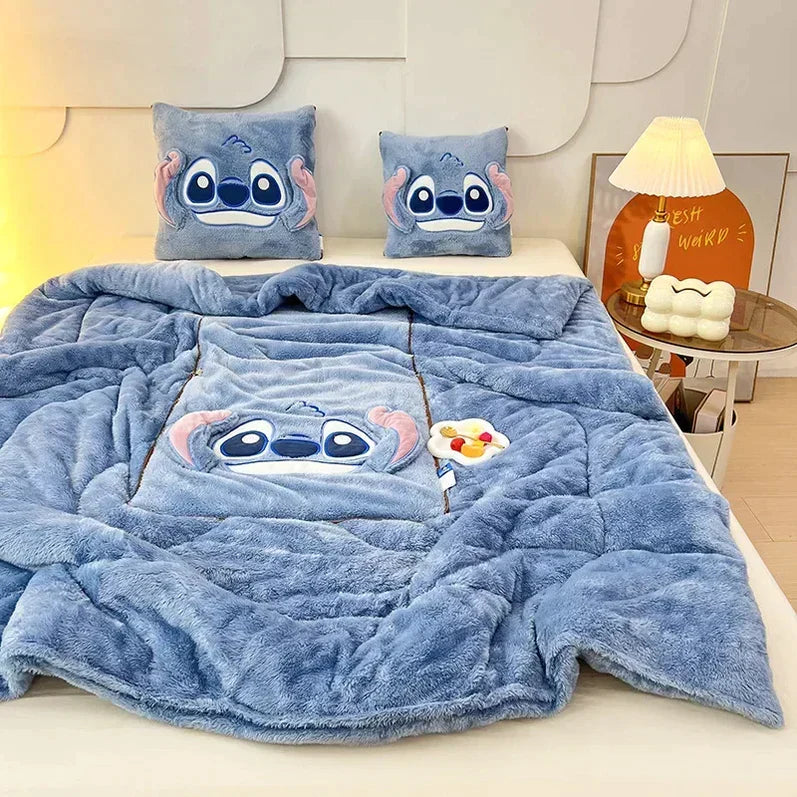 Luxury Cartoon Blanket and Cushion Set - Nomi-Single (105x145cm)-Stitch-State of Style