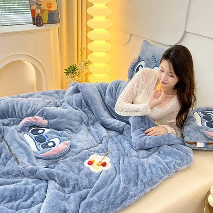 Luxury Cartoon Blanket and Cushion Set - Nomi-Single (105x145cm)-Stitch-State of Style