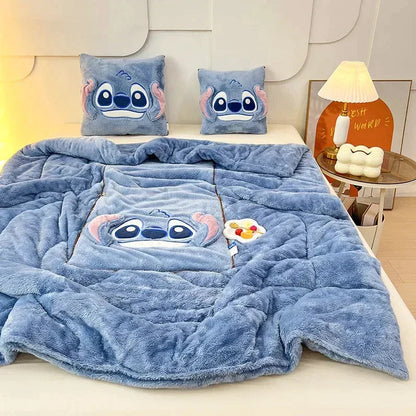 Luxury Cartoon Blanket and Cushion Set - Nomi-Single (105x145cm)-Stitch-State of Style