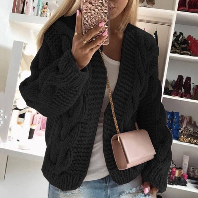 Luxury Cashmere Ladies Cardigan - Camille-Black-S-State of Style