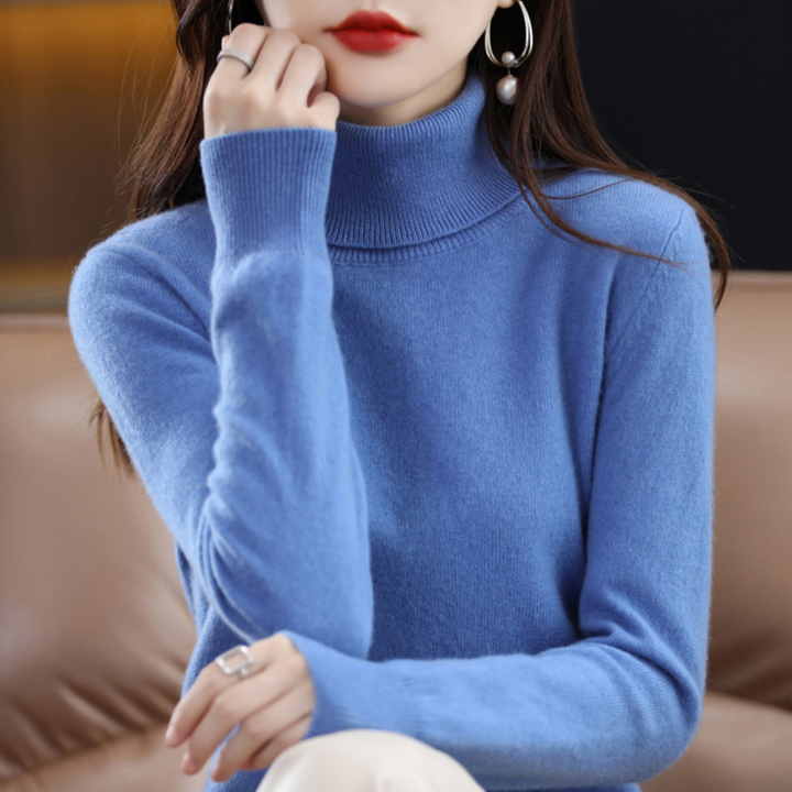 Luxury Cashmere Ladies Turtleneck - Elena-Blue-S-State of Style