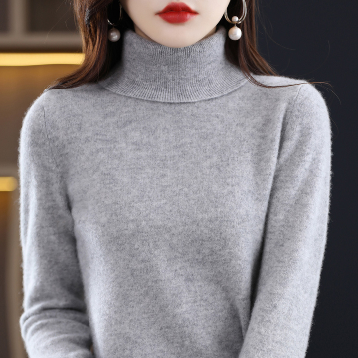 Luxury Cashmere Ladies Turtleneck - Elena-Grey-S-State of Style