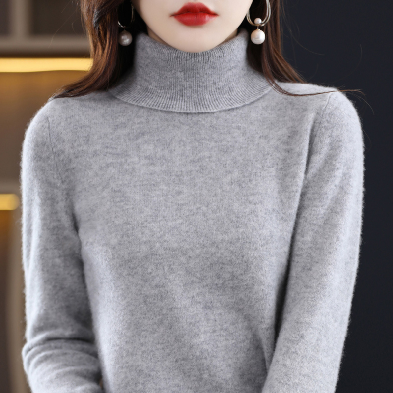 Luxury Cashmere Ladies Turtleneck - Elena-Grey-S-State of Style
