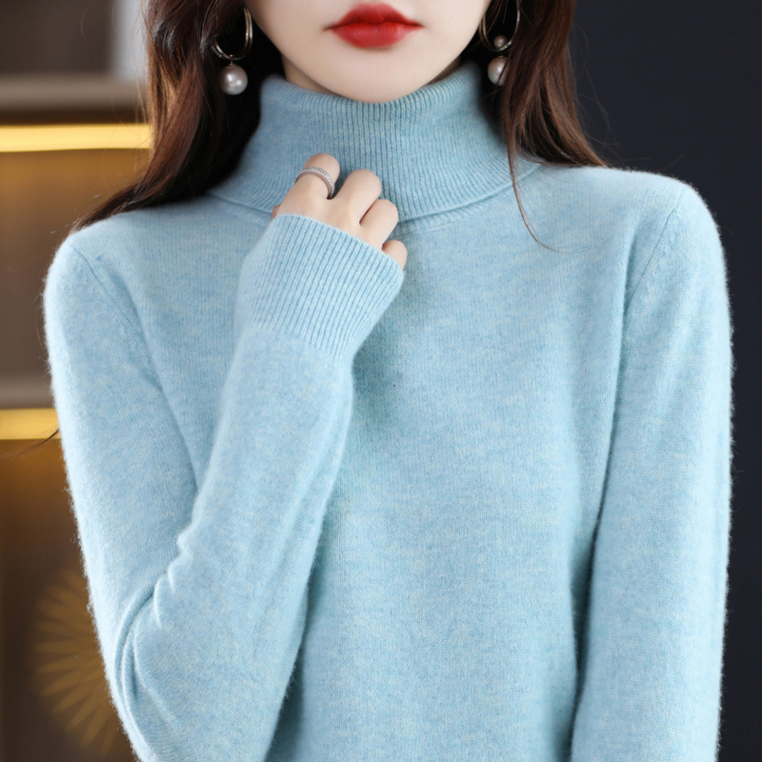 Luxury Cashmere Ladies Turtleneck - Elena-Light blue-S-State of Style