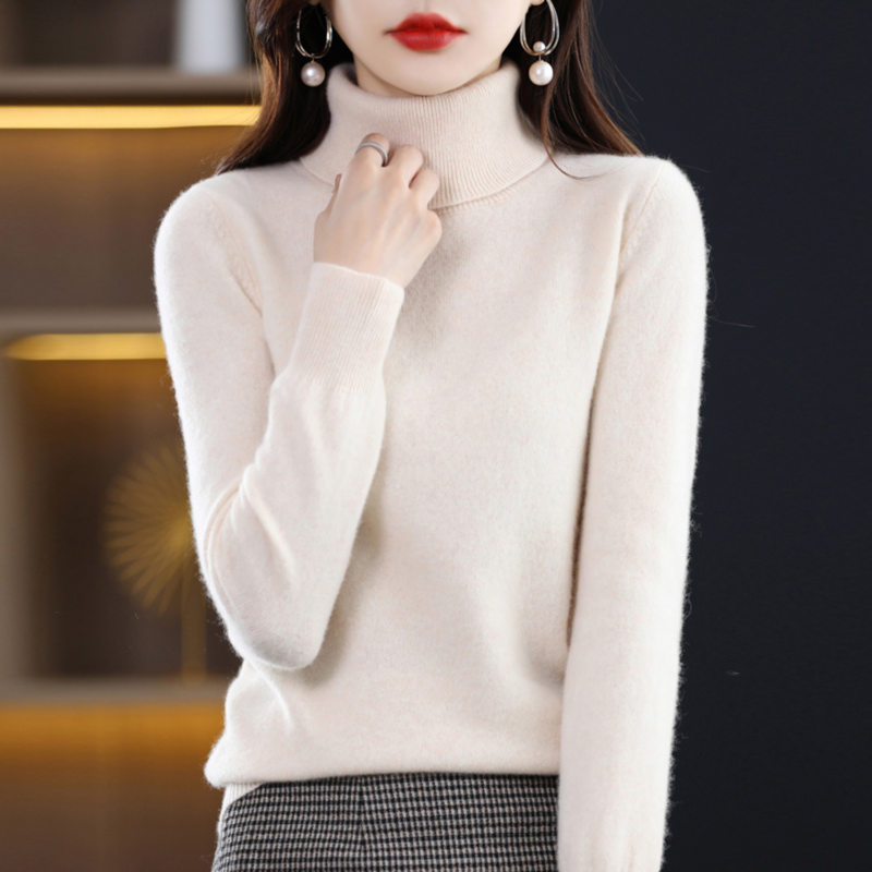 Luxury Cashmere Ladies Turtleneck - Elena-Light brown-S-State of Style