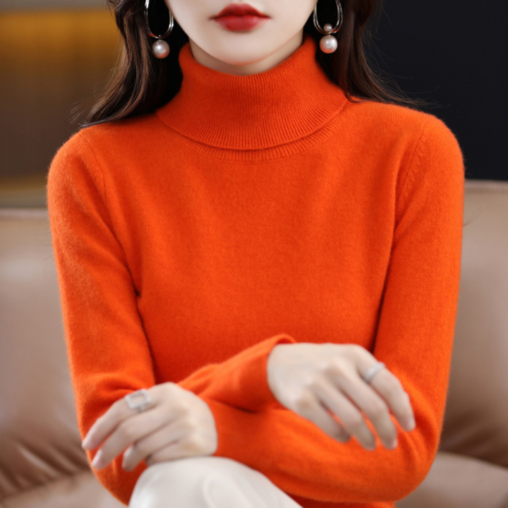 Luxury Cashmere Ladies Turtleneck - Elena-Orange-S-State of Style