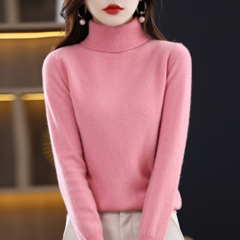 Luxury Cashmere Ladies Turtleneck - Elena-Pink-S-State of Style