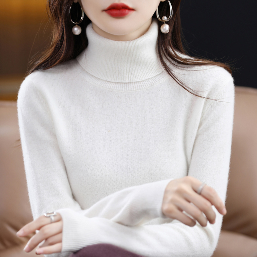 Luxury Cashmere Ladies Turtleneck - Elena-White-S-State of Style