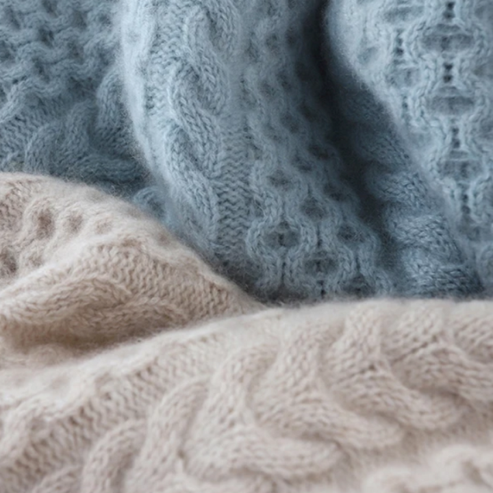 Luxury Cashmere Turtleneck with Checkered Pattern - Celeste-Blue-XS-State of Style