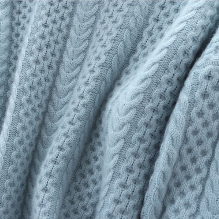 Luxury Cashmere Turtleneck with Checkered Pattern - Celeste-Blue-XS-State of Style