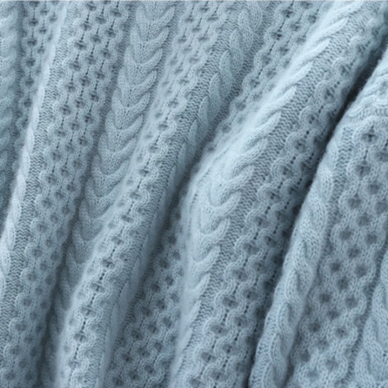 Luxury Cashmere Turtleneck with Checkered Pattern - Celeste-Blue-XS-State of Style