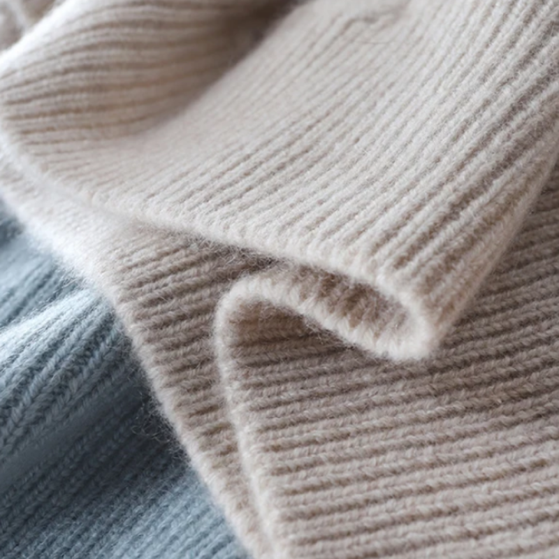 Luxury Cashmere Turtleneck with Checkered Pattern - Celeste-Blue-XS-State of Style