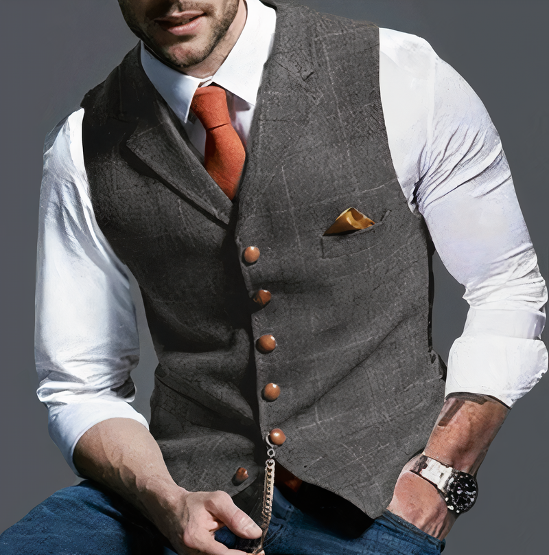 Luxury Checked Men's Gilet - Edward-Grey-S-State of Style
