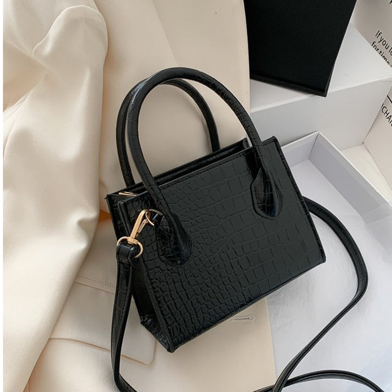 Luxury Crocodile Leather Handbag | Elegant & Timeless Design-Black-22cm x 17cm x 8cm-State of Style
